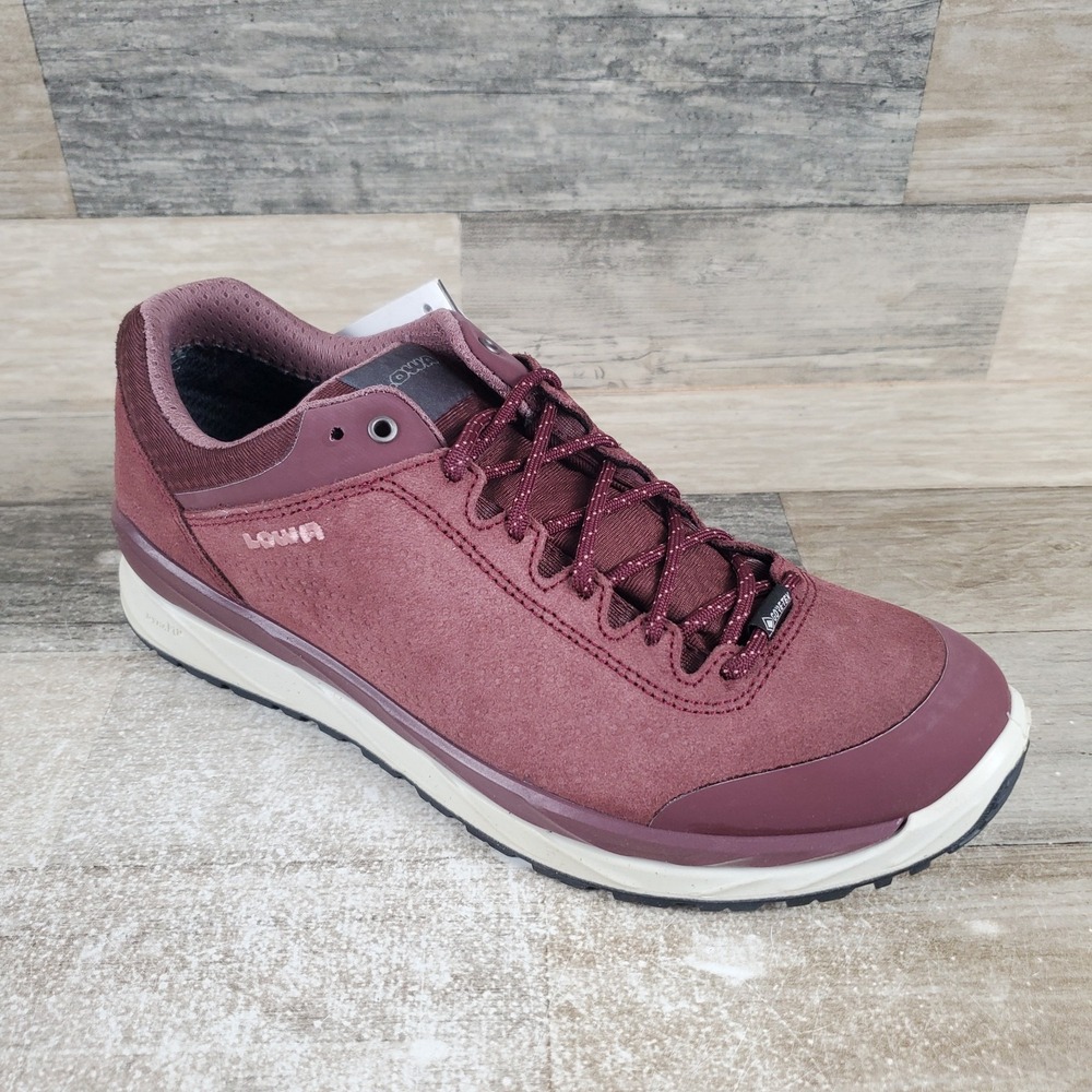 Lowa Malta GTX Lo Womens Hiking Shoes Sz 8.5 Grape Rose White Lace-Up Low Top